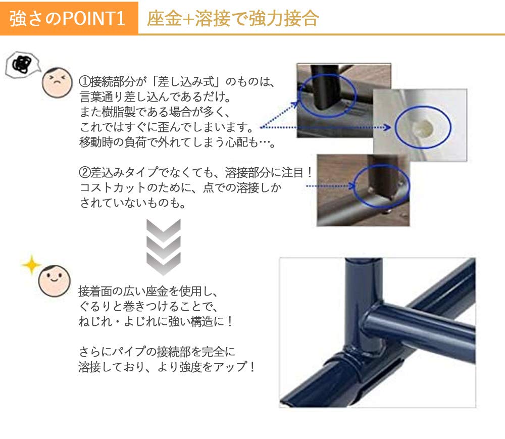 Amazon｜Contigo ハンガーラック KH-05-BM 820×425×1040～1700 頑丈 高