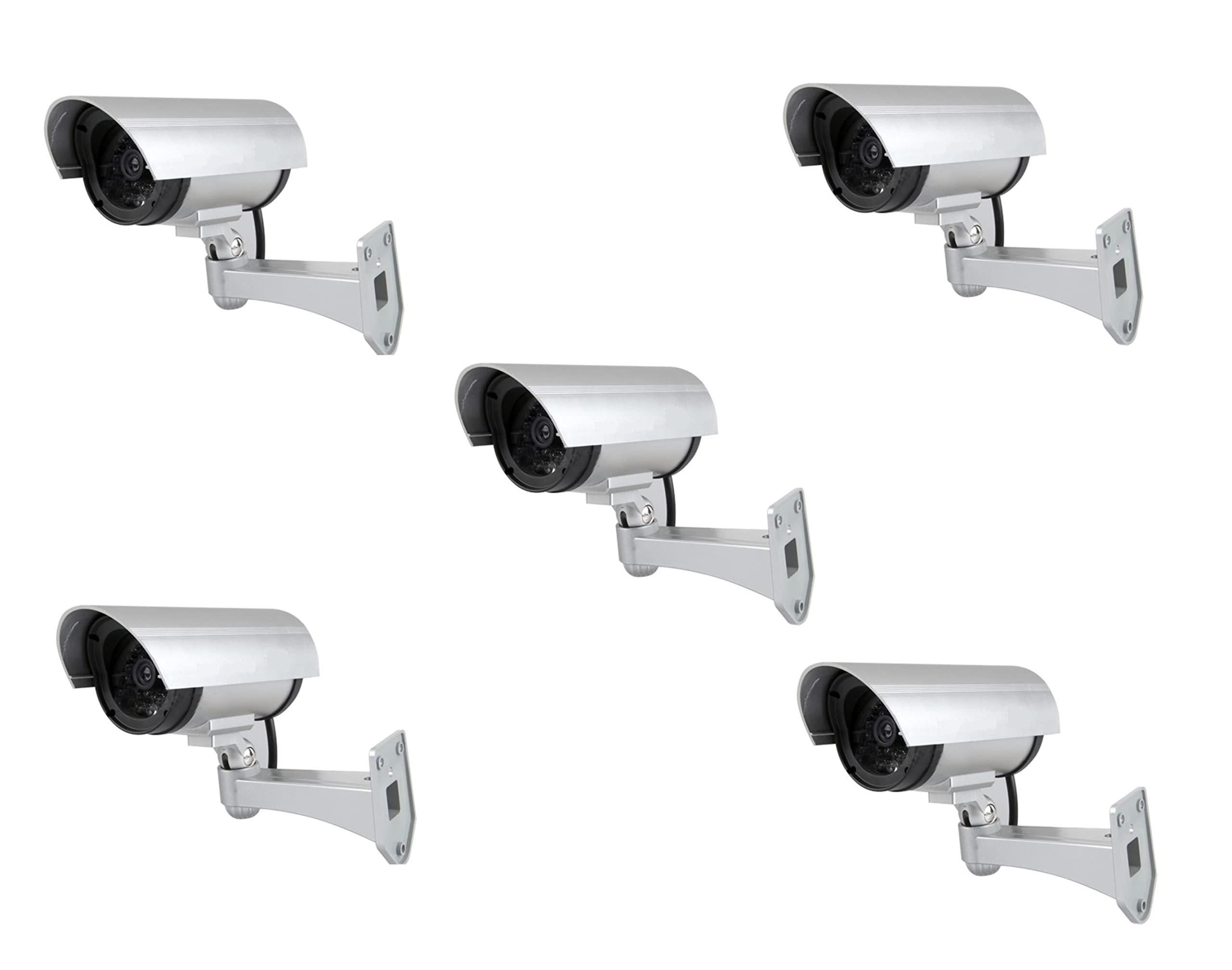 5 Faux Caméras Extérieure pour Surveillance Lumière LED Clignotant Infrarouge