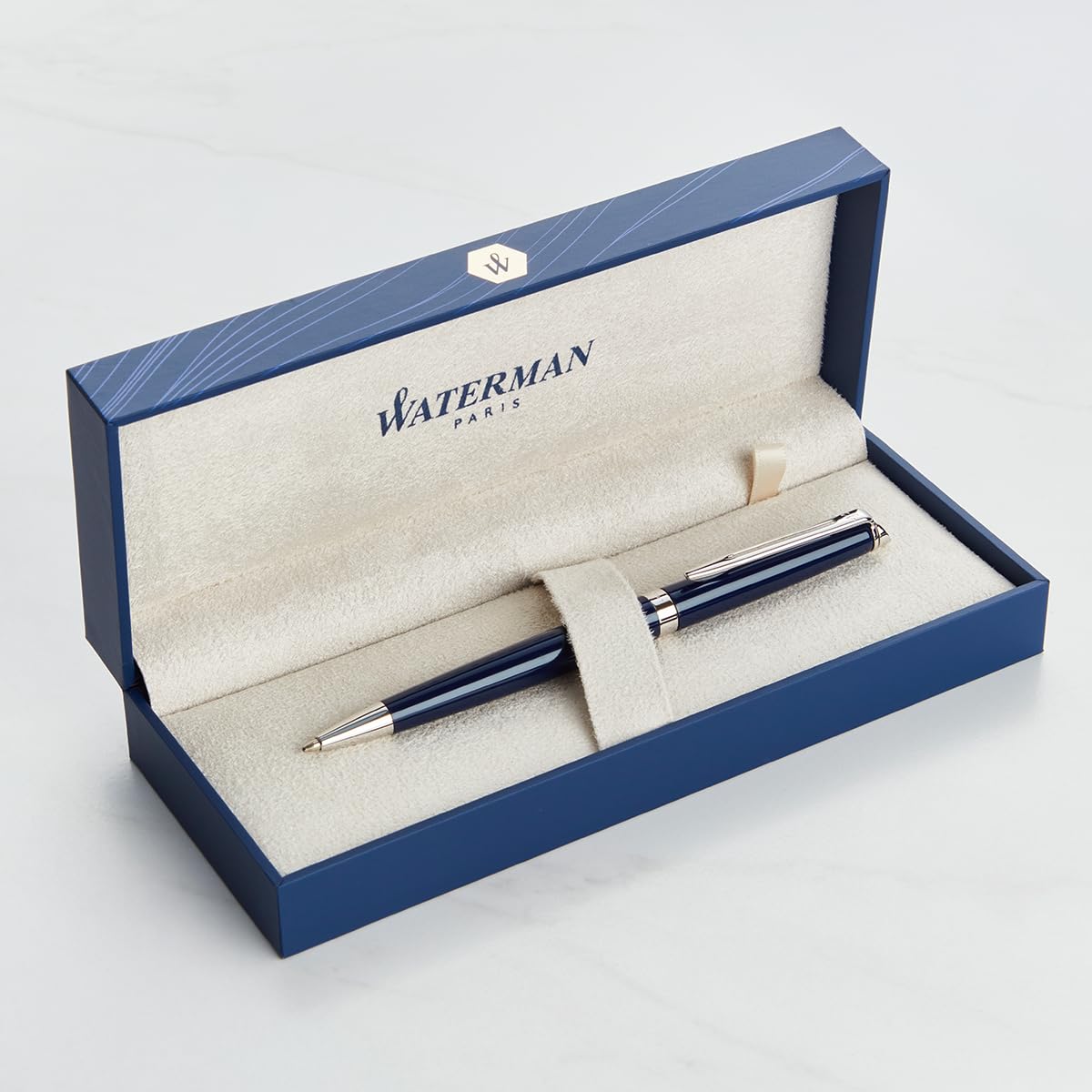 Personalised Waterman Hemisphere Pen – Engraved Luxury Pen Customised Gift for Men, Women, Graduation, Retirement, Business, Birthday (Ballpoint Pen, Dark Blue)