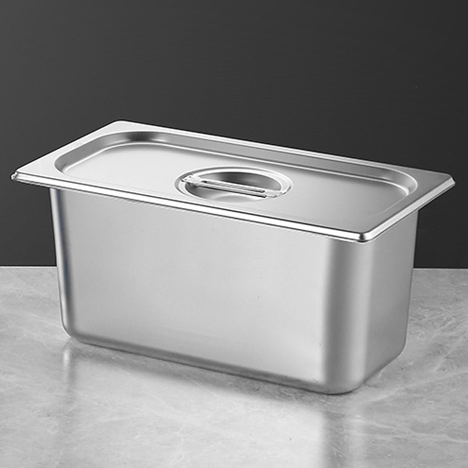 Edelstahl Aus Restaurantqualität 1/3 Größe Pfanne Mit Deckel Für Hygienische Lebensmittelhandhabung Mehrzweck Metallwanne Container Küche Utility Pan Mit Deckel
