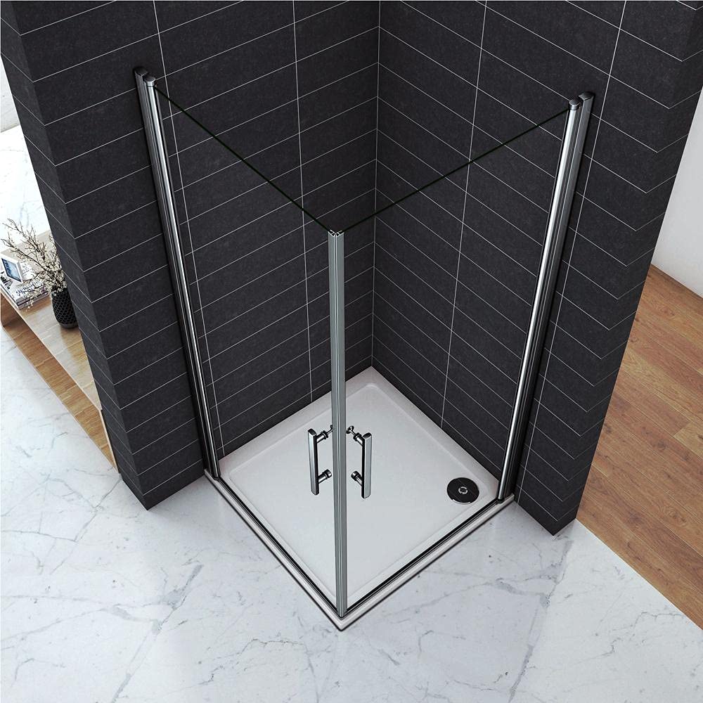 Box Doccia Angolare 187cm 2 Ante Porte Battente Vetro 6mm 80x80cm Cromo