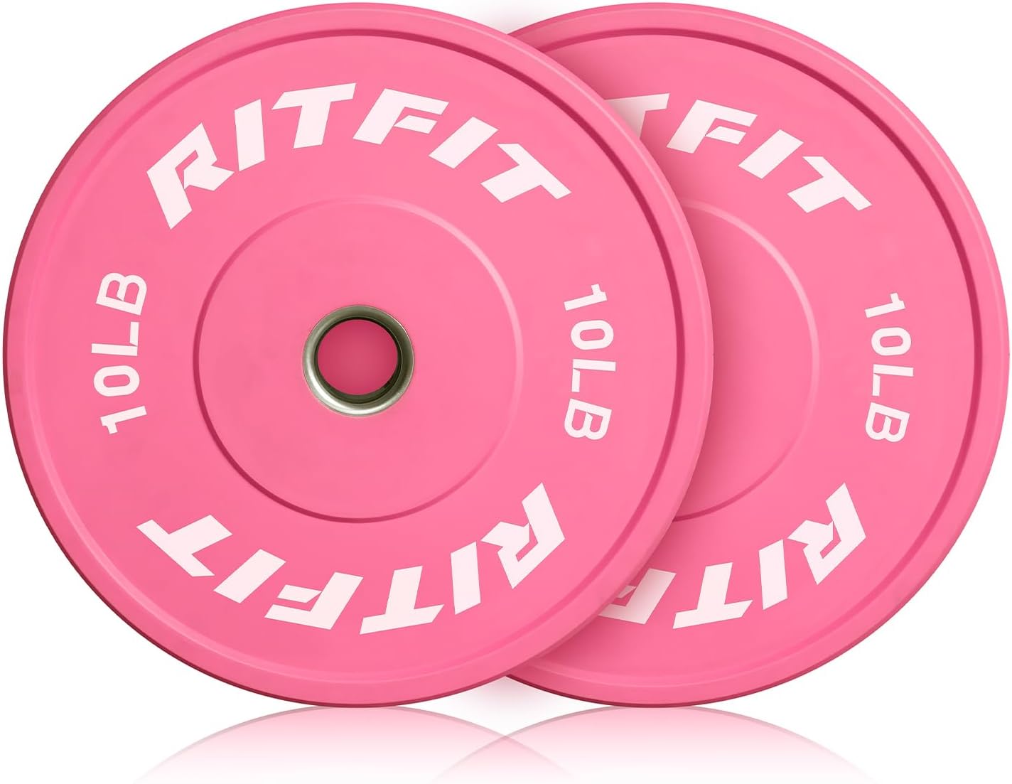 RITFIT Pink Weight Plates, 2 Inch Olympic Barbell Weight Plate, Bumper Plates With Steel Insert, Pink Weights for Gym and Home