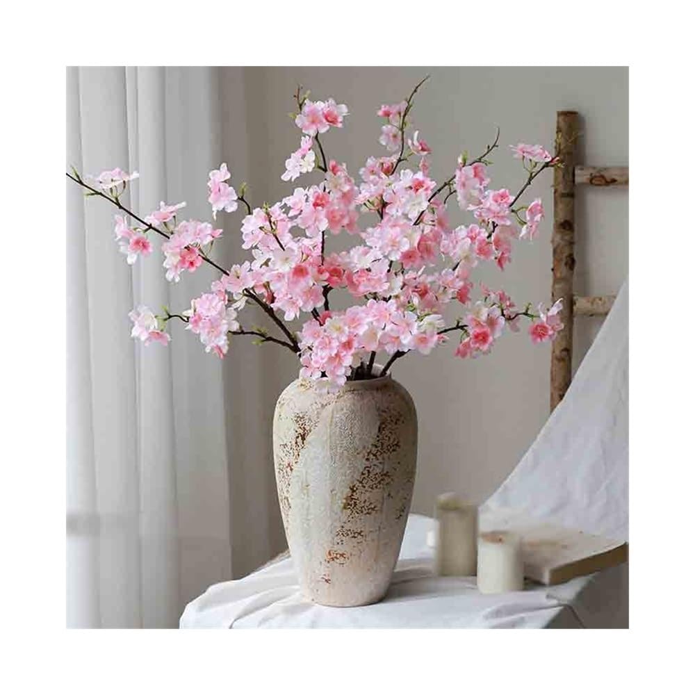 Z4T8M2K6G5 Artificial floral arrangement Simulation Peach Blossom Tree Branch Dining Table Flower Arrangement Indoor Room Ceramic Vase