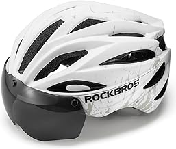 ROCKBROS Fahrradhelm Erwachsene mit Visier Magnetische Abnehmbarer, MTB Helm Atmungsaktiv Radhelm Rennradhelm Einstellbare für Damen und Herren, 58-62cm