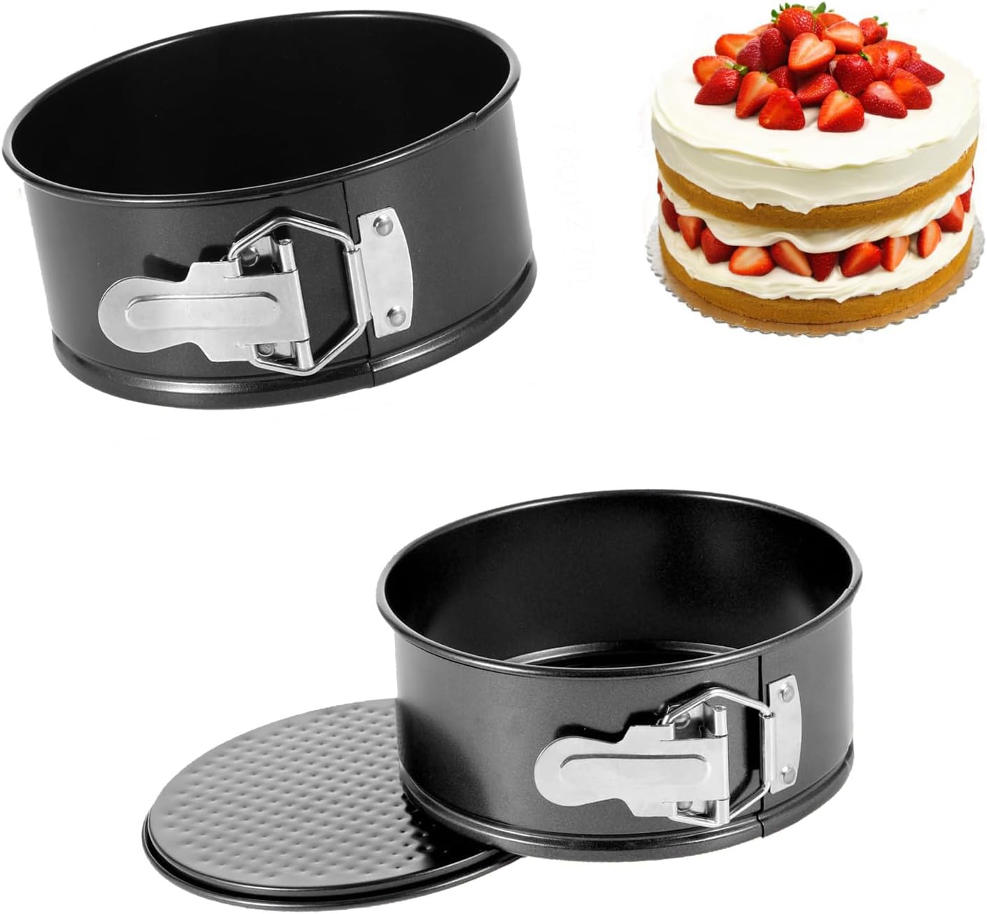 2 Pcs 6 Inch Nonstick Springform Cake Pan Set with Removable Bottom, Carbon Steel Cheesecake Baking Tool for Easy Release, Ideal for Kitchen, Desserts, and Restaurant Use