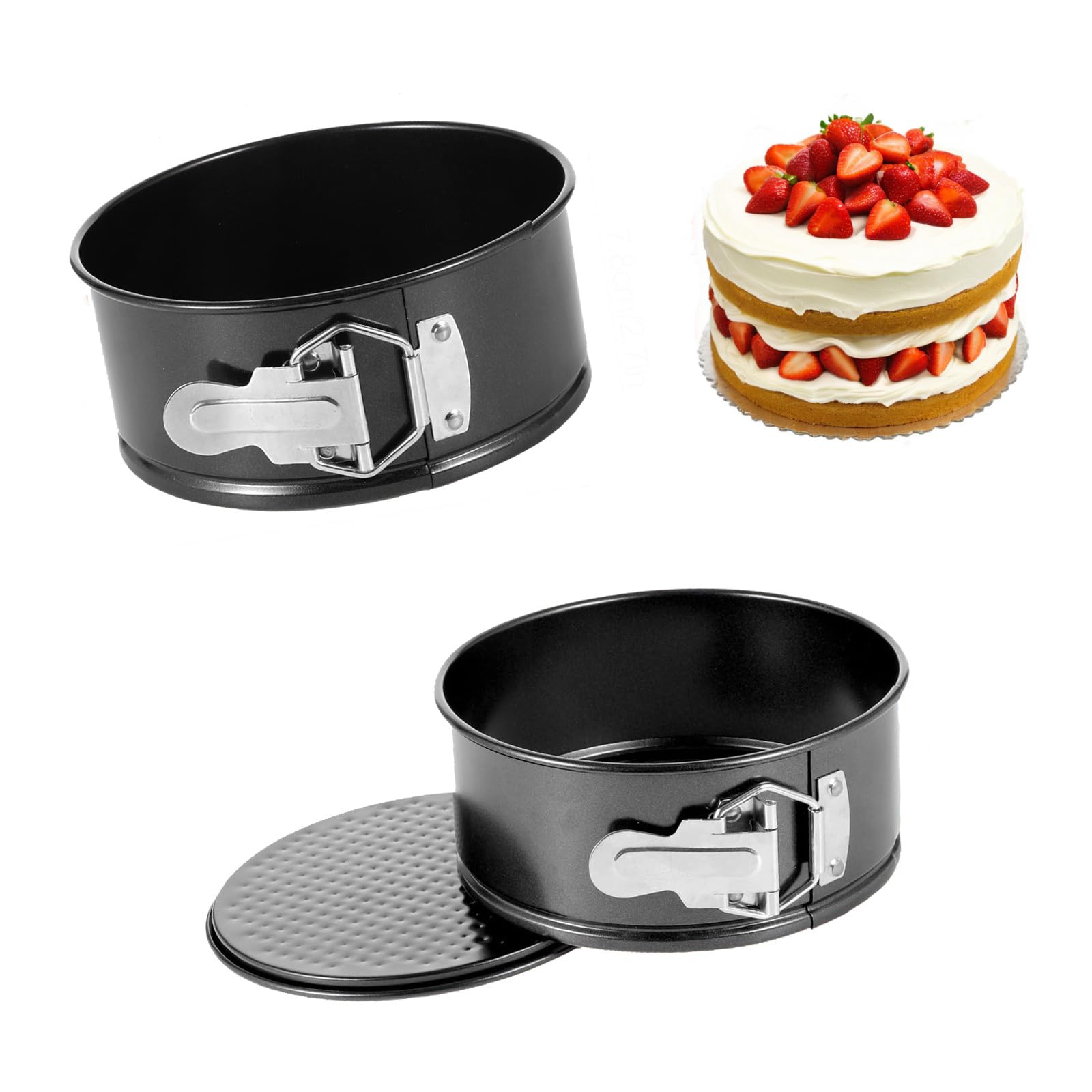 2 Pcs 6 Inch Nonstick Springform Cake Pan Set with Removable Bottom, Carbon Steel Cheesecake Baking Tool for Easy Release, Ideal for Kitchen, Desserts, and Restaurant Use