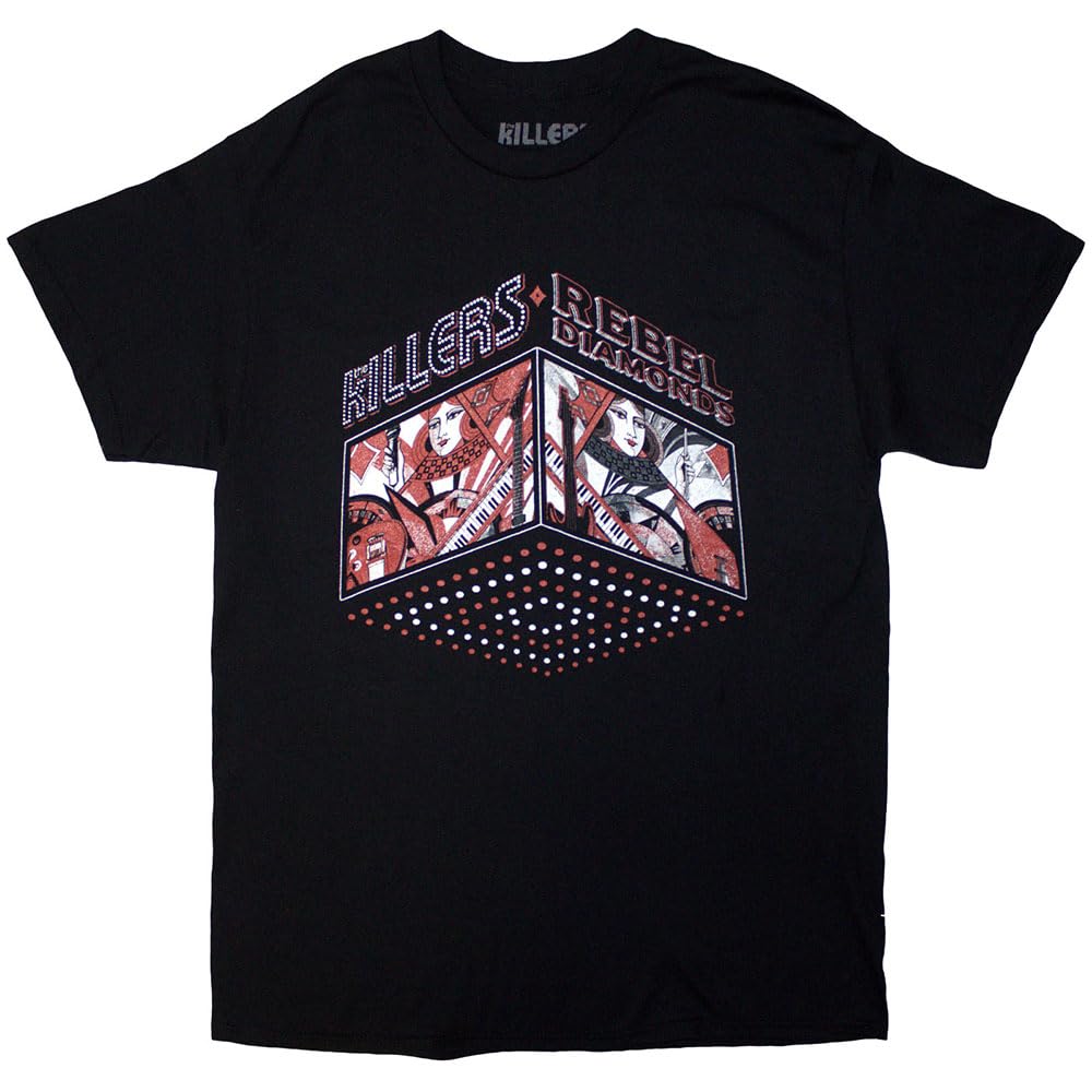 Rock Off Officially Licensed Products Men's Black The Killers Tour 24 Rebel Diamonds T Shirt L