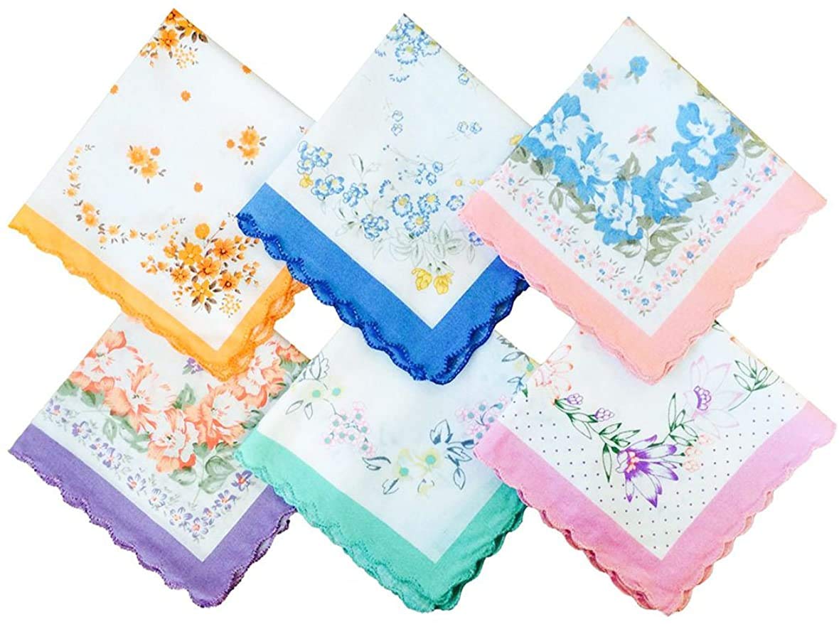 S4S® 24 Piece Women's 100% Cotton Cut Work Bordar Floral Pattern Handkerchief/Ladies Hankies (Size_30CM X 30CM) 4