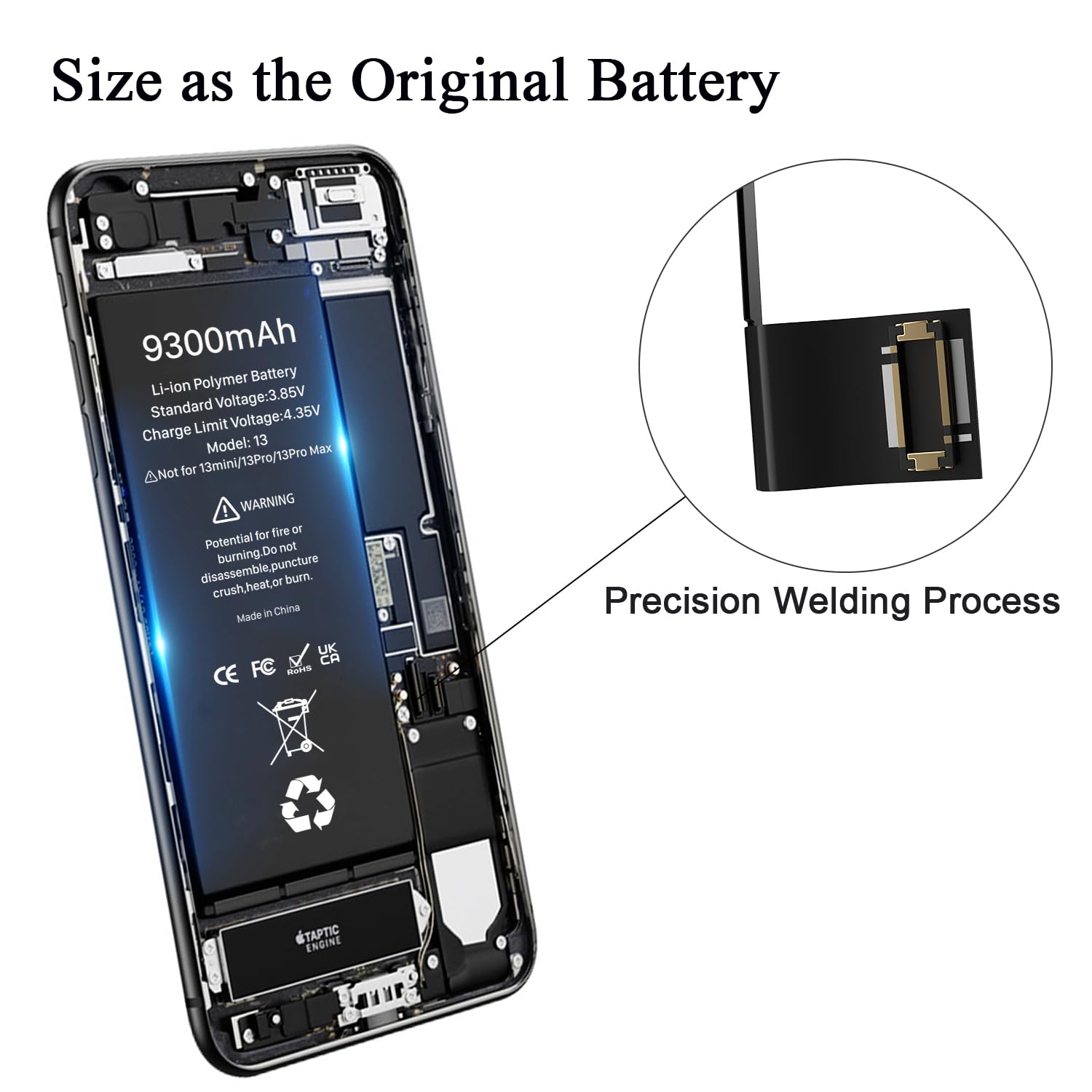 Akku für iPhone 13, 9300mAh hohe Kapazität 2026 Neue 0 Zyklus Batterie-Ersatz für Modell A2633 A2482 A2635 A2631 A2634 mit Reparatur Werkzeug Kits