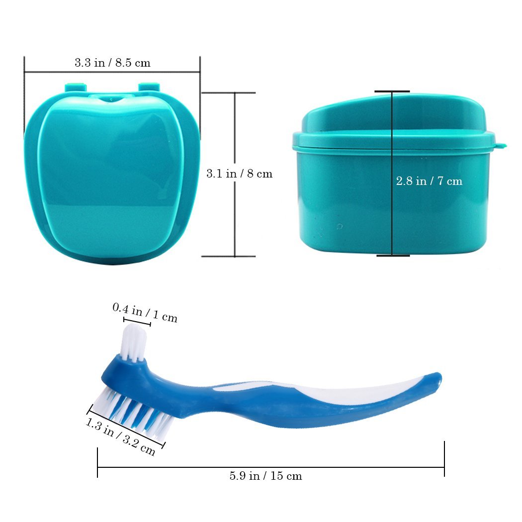 Bеѕt Sеllеr Denture Bath Box Case, Hatisan False Teeth Storage Box with Hanging Net Container, Premium Mouth Guard Box with Cleaning Brush (2Pcs) …