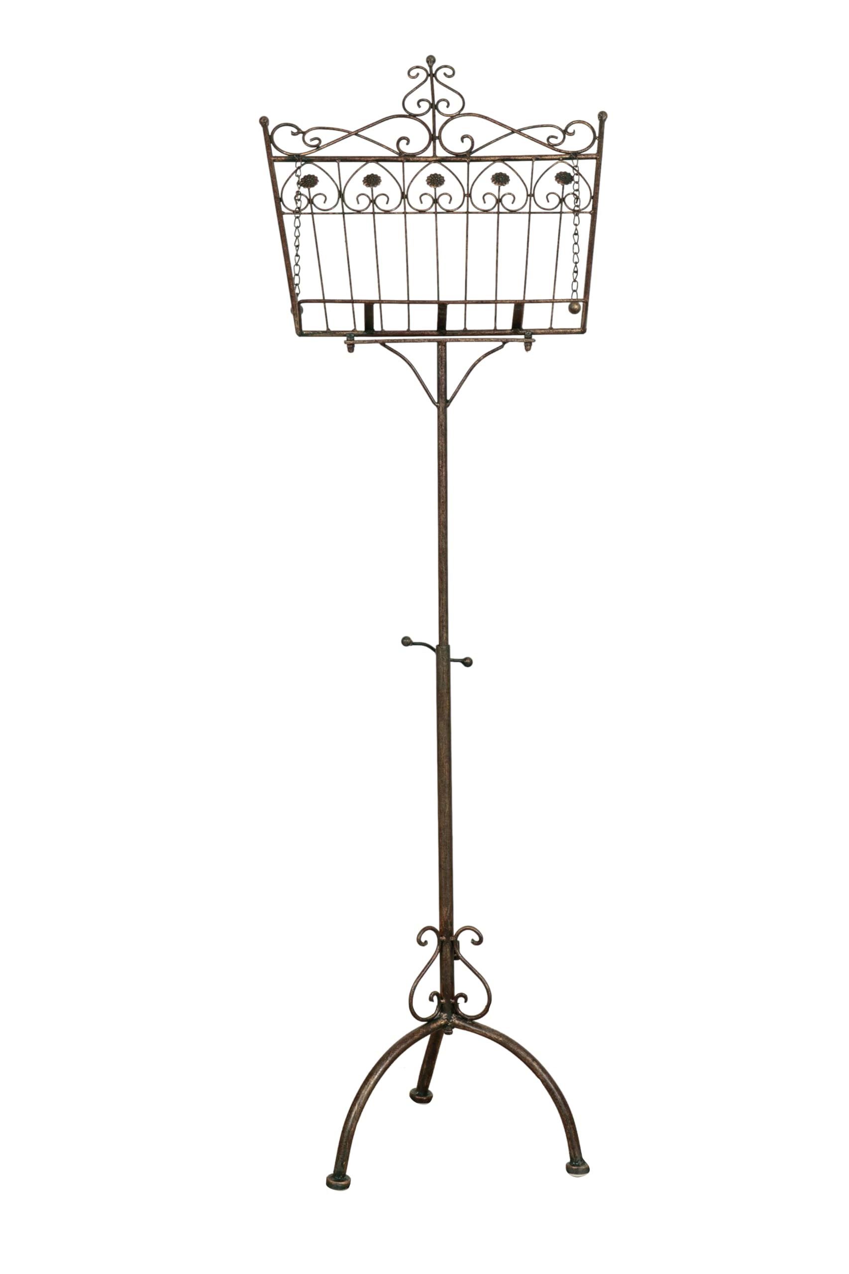Biscottini Atril musical de hierro forjado de suelo, 85 x 46 x 140 cm (largo x ancho x alto) – Atril para menús – Caballete expositor publicitario plegable – Portamenu restaurante – Atril para libros