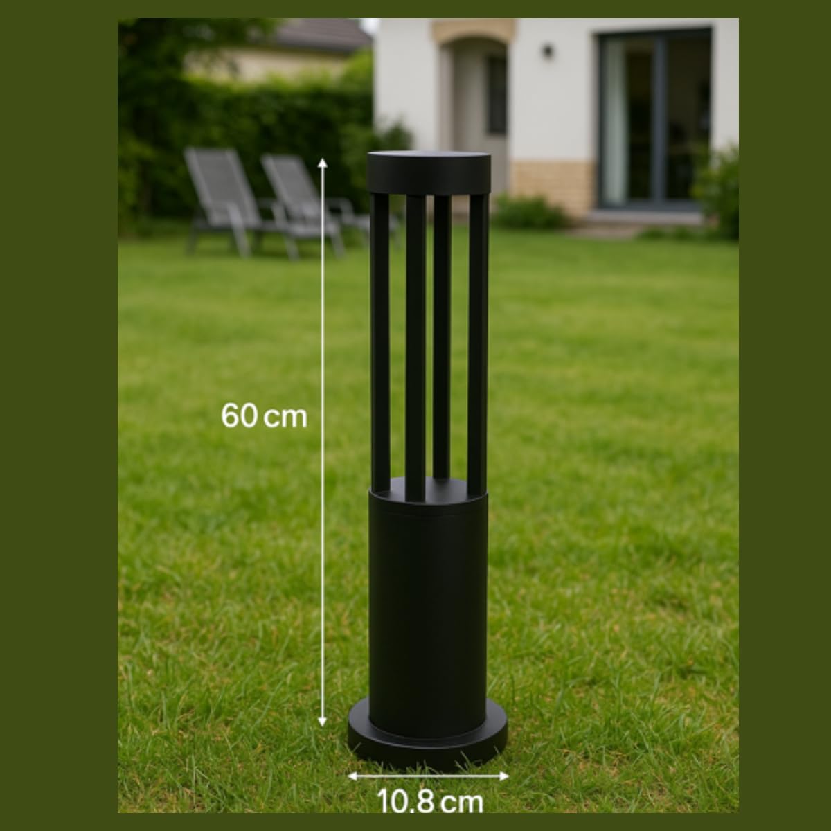 Jandei - Baliza LED Exterior 60cm Aluminio Negro, Lámpara Jardín IP65 Resistente al Agua, Luz Cálida 3000K, 11W, 240V, Baliza Redonda de Superficie para Caminos, Terrazas y Patios