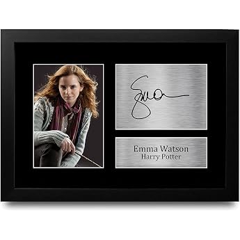 HWC Trading Emma Watson A4 Framed Signed Printed Autographs Picture Print Photo Display Gift For Hermione Granger Film Fans