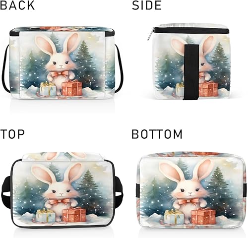 Miniatura 4 de Bolsa de almuerzo aislada con temática clásica de invierno para mujer, reutilizable, bolsa de comida cuadrada para adultos y hombres, lonchera más