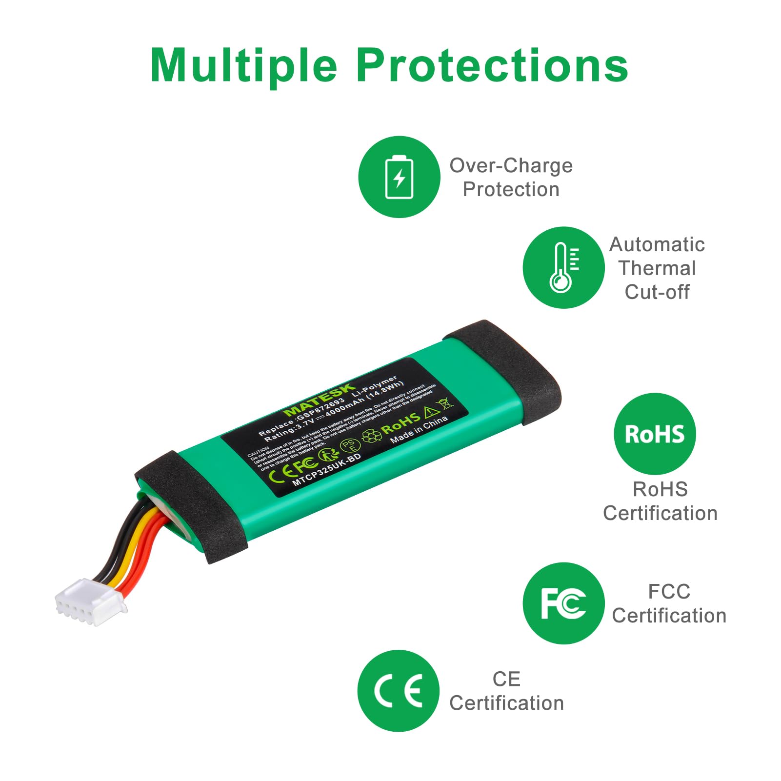 3.7V 4000mAh Batteria compatibile con JBL Flip 4, Flip 4 Special Edition per JBL GSP872693 01