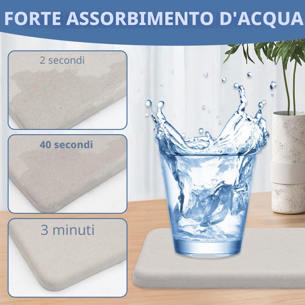 4 Pezzi Sottobicchieri in Terra di Diatomee Assorbenti, Rapida Vassoio in Pietra Assorbente per Lavello, Grigio e Bianco Vassoio Pietra Assorbente Bagno, per Spugne, Spazzole, Bottiglie di Saponi