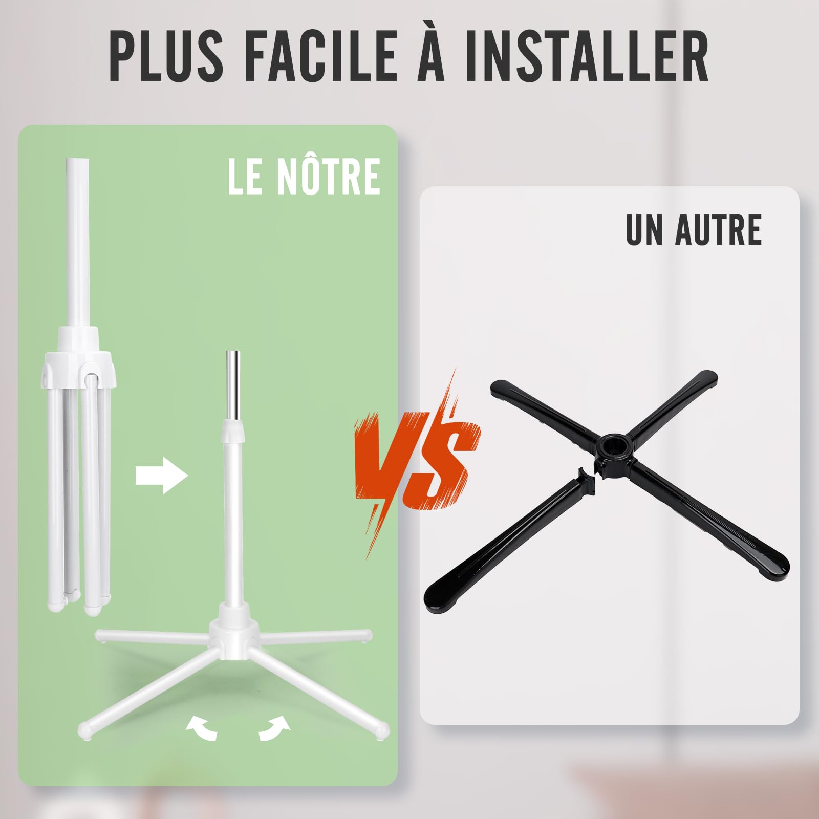 Aigostar Ventilateur sur Pied, 3 Vitesses, 7 Pales, Oscillation 75°, Stable et Silencieux, Hauteur réglable 108-125cm, 50W, Blanc - Erika