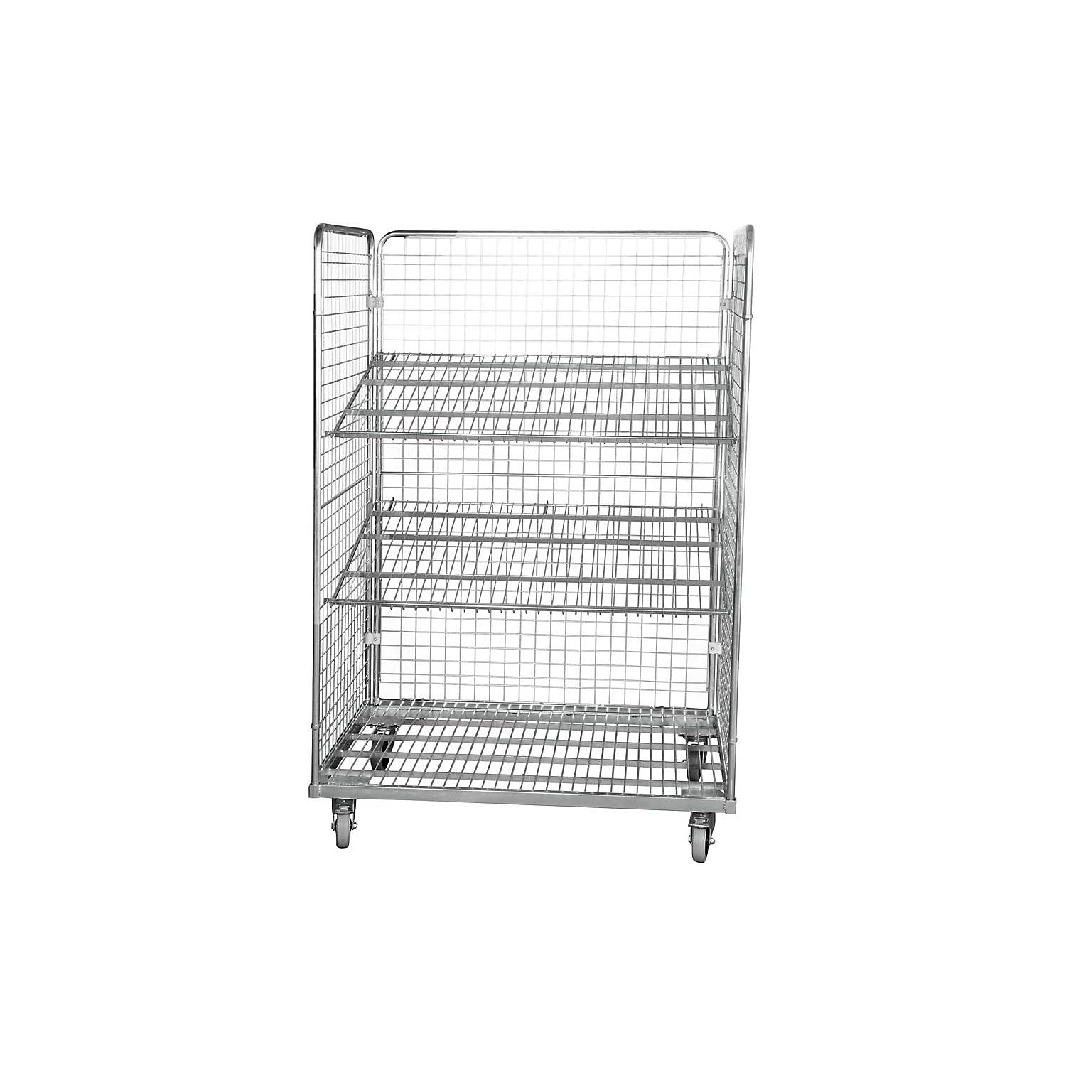 Roll-conteneur en Acier, L x l 1200 x 800 mm, 3 Faces, Avec paroi arrière -