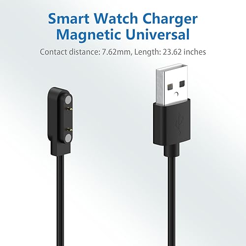 Miniatura 2 de HOUTQPLE Cargador de reloj inteligente magnético de 2 pines para rastreador de fitness, cargador de reloj Da Fit, repuesto de cable de cargador de