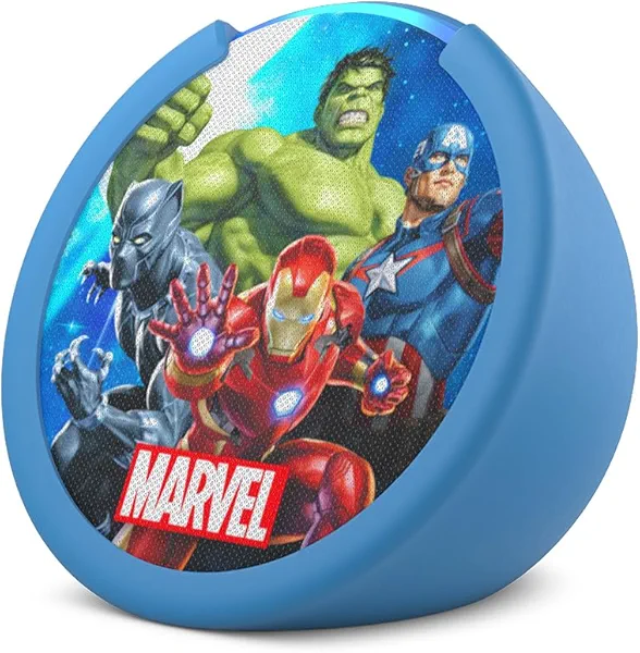 Amazon Echo Pop Kids (newest model), Designed for kids, with parental controls, Includes 6 months of Amazon Kids+, Marvel's Avengers