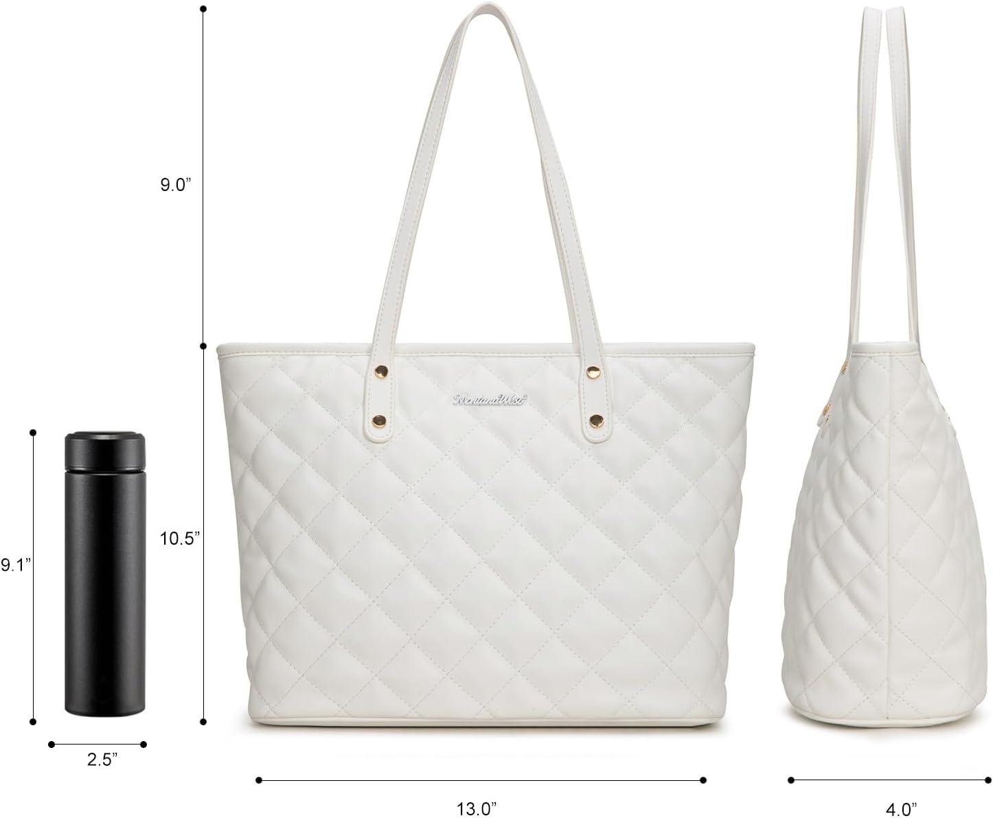 Montana West Quilted Tote Bag for Women Large Shoulder Bag Fashion Handbags with Top Zipper - Image 4