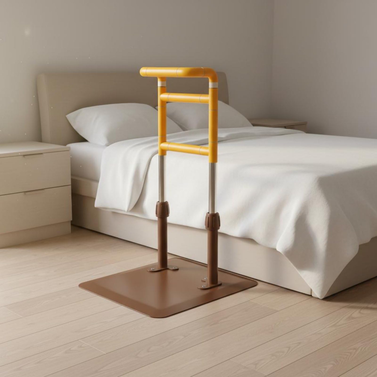 harayaa Maniglia di Sostegno per Letto con Montaggio Sotto E Base Stabile Materiale in Acciaio Inossidabile E Plastica con Maniglia Antiscivolo