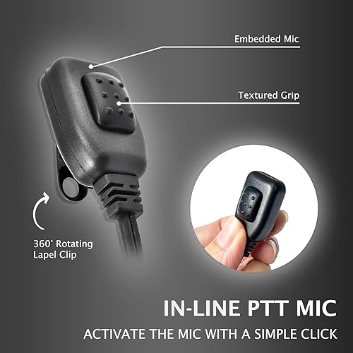 Miniatura 5 de PROMAXPOWER Auriculares PTT giratorios en forma de G para radios bidireccionales Motorola CP110, CP200D, CP450, CLS1110, CLS1410, RDM2070D