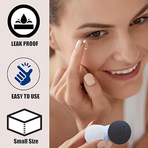 Miniatura 7 de Paquete de 4 fundas para lentes de contacto a granel para lentes de contacto para remojar contenedor de almacenamiento (negro)