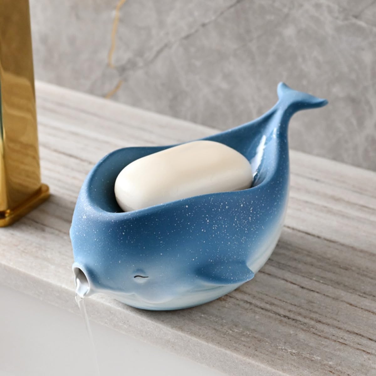 Portasapone Design Autoscaricante e Facile da Pulire in a Forma di Balena come la Casa per Accessori Bagno