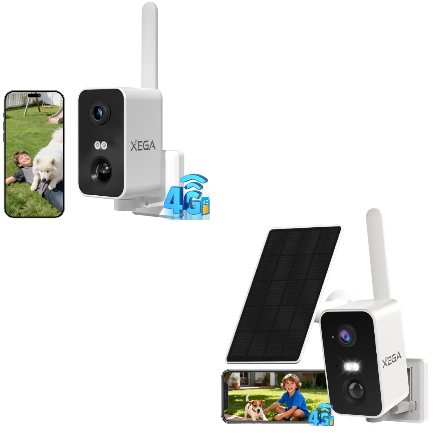 Caméra de surveillance 4G avec carte SIM et batterie 10000mAh Xega IP66
