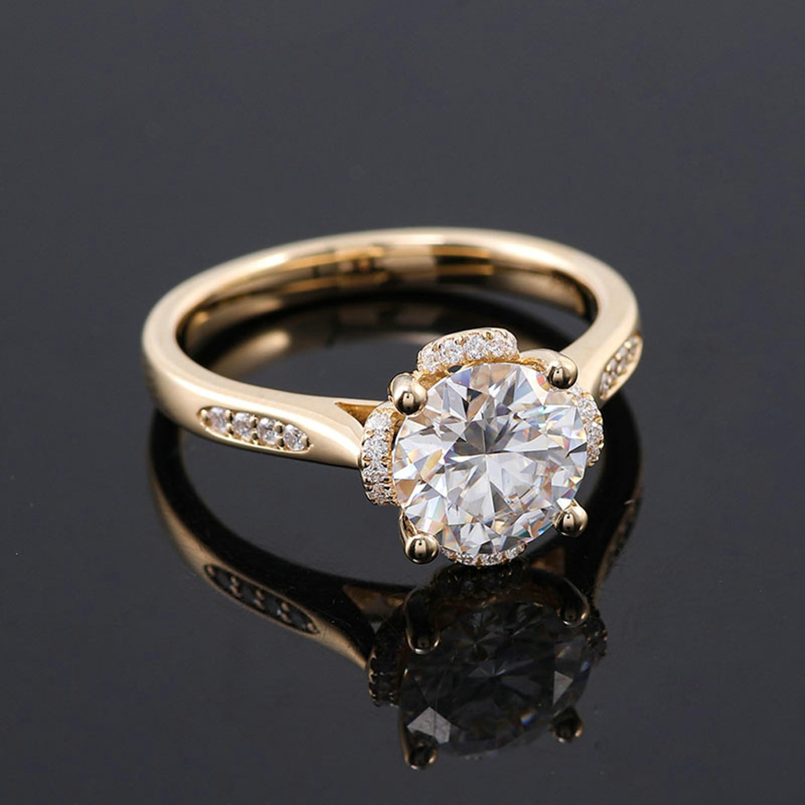 Obrączki ślubne z prawdziwego złota Moissanite 1ct D Color VVS1, pierścionek zaręczynowy, pierścionek z prawdziwego złota 375, pierścionek damski pierścionek ślubny, 9-karatowe żółte złoto