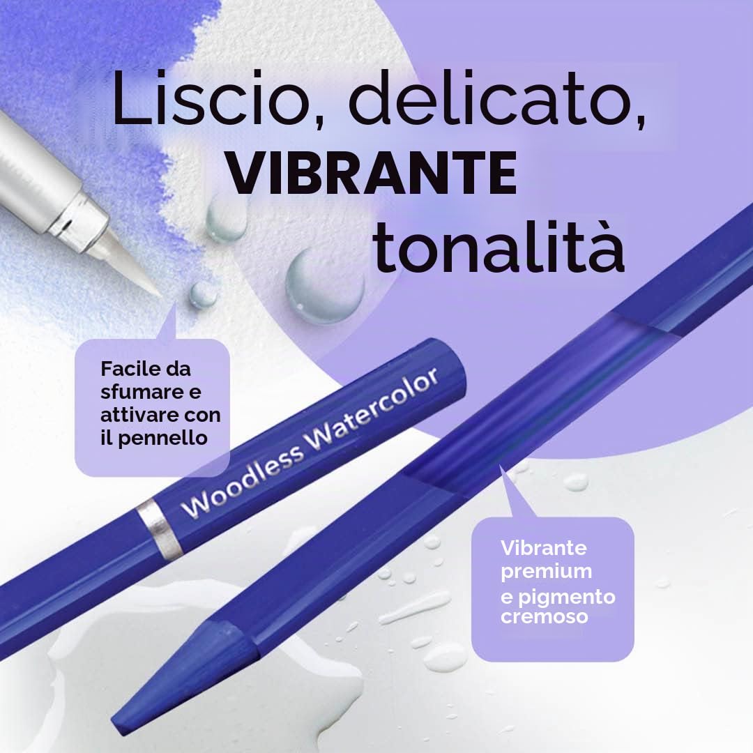 Castle Art Supplies Set di 60 matite acquerellabili senza legno, 48 matite pigmentate con monete bonus, miniere solide, per artisti adulti, principianti, coloristi, custodia in tessuto resistente