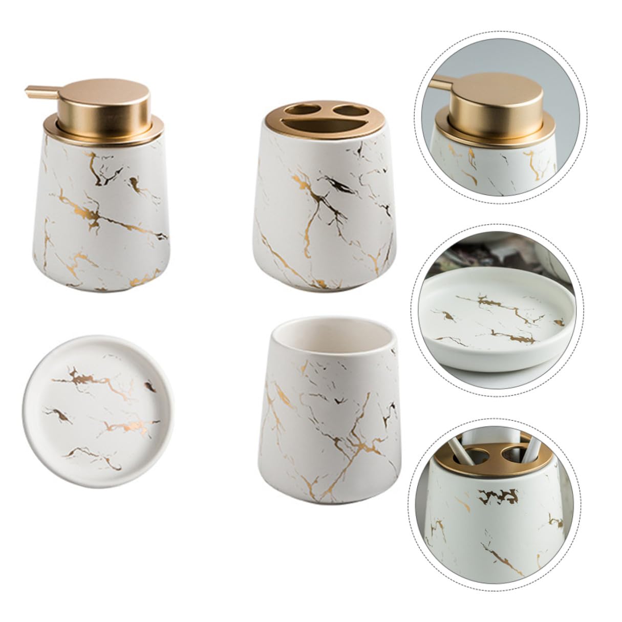 Juego de Lavado de Baño de Cerámica Blanco, 1 Set 2 Tazas