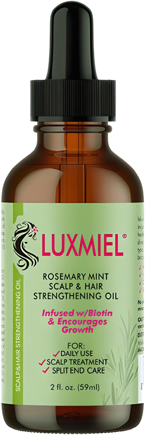 Rosemary Oil for Hair Growth Organic, 100% Pure Organic Rosemary Mint Scalp & Hair Strengthening Oil for Eyebrow and Eyelash, Nourishes, Improves Blood Circulation 60ml - 2 Oz