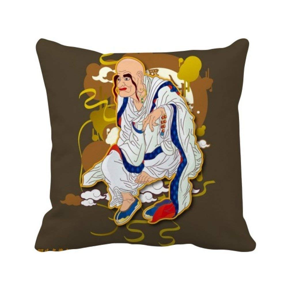 Housse de coussin bouddhisme dix-huit arhats carrée taie oreiller décoration asiatique