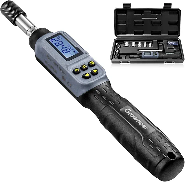 GROWNEER Digital Torque Screwdriver, 2.66-53.1 In-lbs/0.3-6 Nm, 1/4'' Drive Inch Pound Torque Screwdriver Electrician with Buzzer & LED Indicator, 27 In 1 Torque Wrench Screwdriver Set