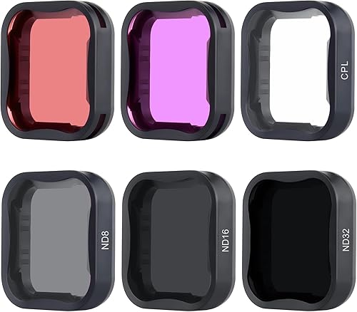 Filtro de buceo ND para GoPro Hero 7 6 5 con ND8 ND16 ND32 CPL Color Magenta Rojo Filtro ideal para esnórquel subacuático Fotografía Día estándar