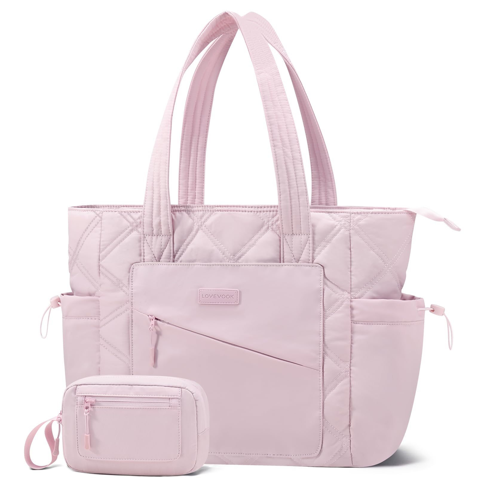 LOVEVOOK Tote Bag for Women, puffer tote bag for Work Travel Nurse, Lightweight quilted Bags with Compartments