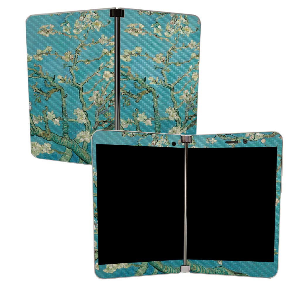 MIGHTY SKINS MightySkins Carbon Fiber Skin for Microsoft Surface Duo - Almond Blossom | Protective, Durable Textured Carbon Fiber Finish | Easy to Apply | Made in The USA