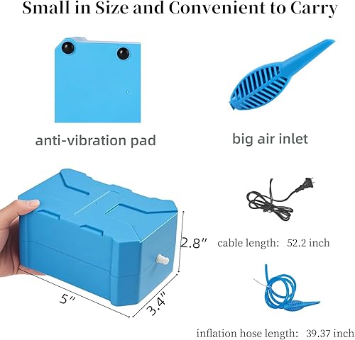 Miniatura 6 de Bomba de aire eléctrica para almohadas de aire inflables y rollo de envoltura de amortiguación de burbujas, pequeña bomba de aire portátil, máquina