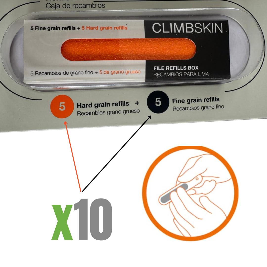 Climbskin Recambios Premium para Lima de Aluminio – Pack de 10 Adhesivos (5 Duros + 5 Suaves), Fácil Reposición y Alta Durabilidad