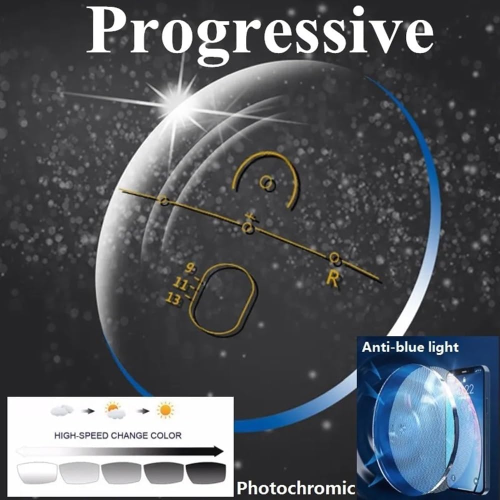 Prisms & Kaleidoscopes Photochromic Progressive Multifocal Anti Blue Light 1.56 1.61 1.67 Reading Lens See Lenses Eyes Science Classroom Optics Kits (Color : Grey-A lenses, Size : 1.61)