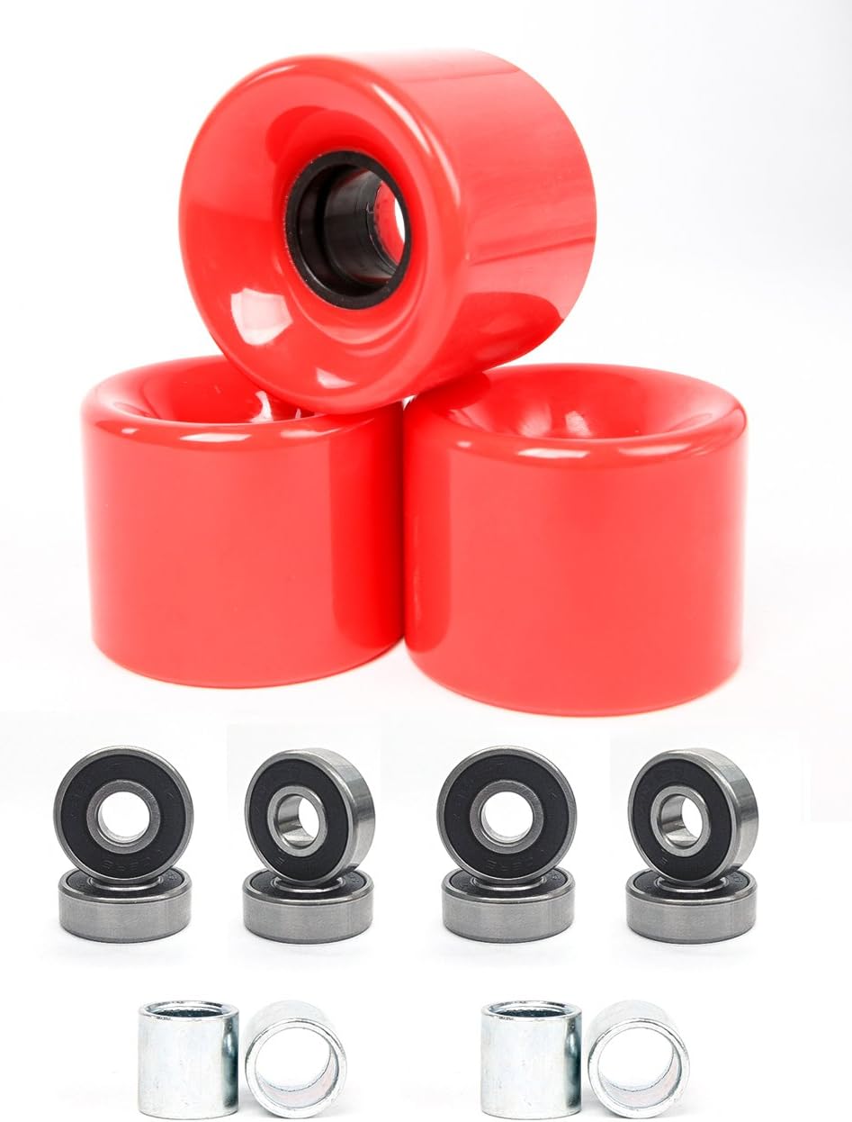 FREEDARE 58mm Skateboard Wheels 82a + ABEC-7 Bearing Steel and Spacers Cruiser Wheels (Pack of 4)