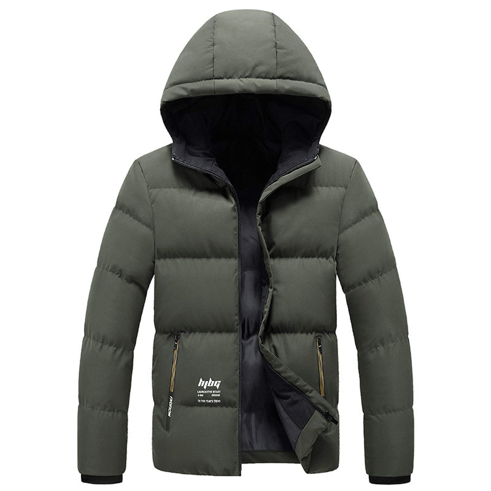 CFWLCotton Winter Hooded Jacket Thickened Warm Cotton Clothing Windproof Solid Color Casual Hooded Fleece Shirt Jacket Winter Warm Work Casual Lightweight Military Jackets Showerproof