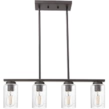 TODOLUZ 1-Light Vintage Pendant Lighting in Oil Rubbed Bronze, Seeded Glass Modern Hanging Ceiling Light Fixture for Kitchen Foyer Hallway