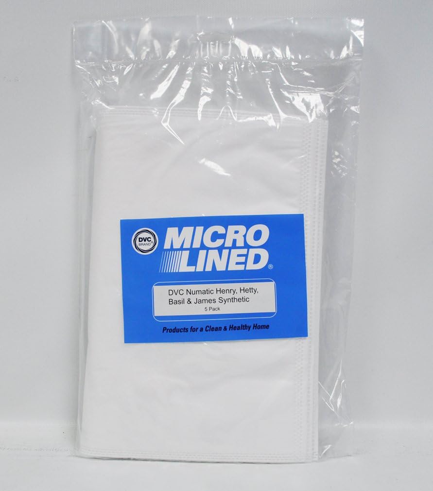 DVC Replacement For NuMatic Henry, Hetty, Basil, James Micro-Lined HEPA Filtration Premium Synthetic Allergen Vacuum Bags | Fits Parts 604015 and NVM-1CH | 5 Pack