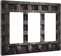 Vista 92 de Puerta de castillo de madera de mediados de siglo, estilo griego, cubierta de interruptor de luz de palanca individual, placa decorativa de pared