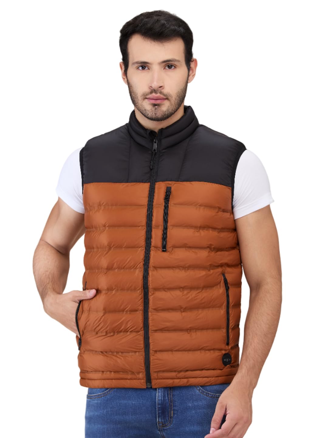 colorplus Men Regular Fit Solid Pattern Pure Polyester Spread Collar Half Sleeve Round Neck Casual Jacket (Size: XL)-CMOB01129-E7 Dark Orange-picture-34