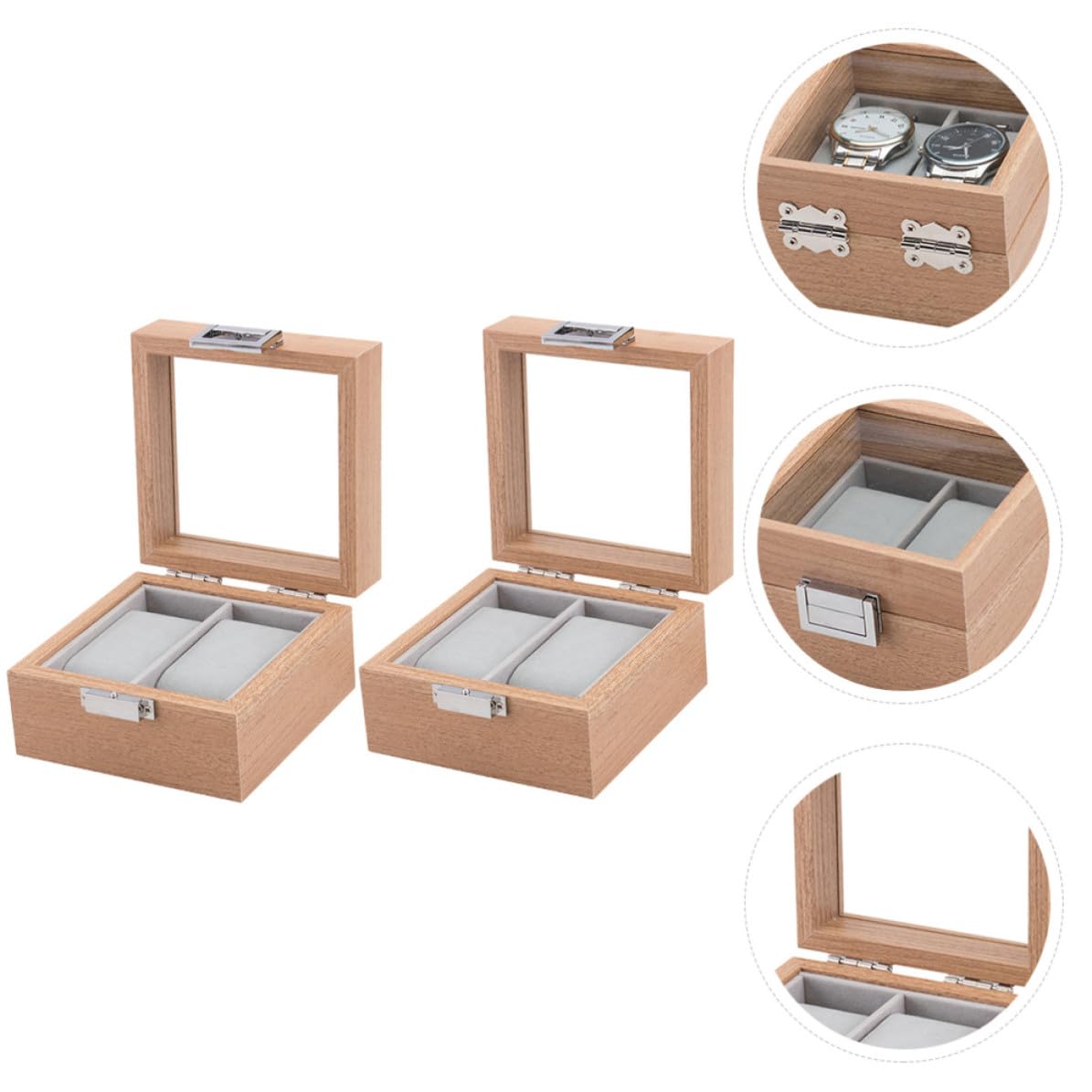 INOOMP 2 Pezzi Scatola Porta Orologi Uomo Legno a 2 Scomparti, Elegante