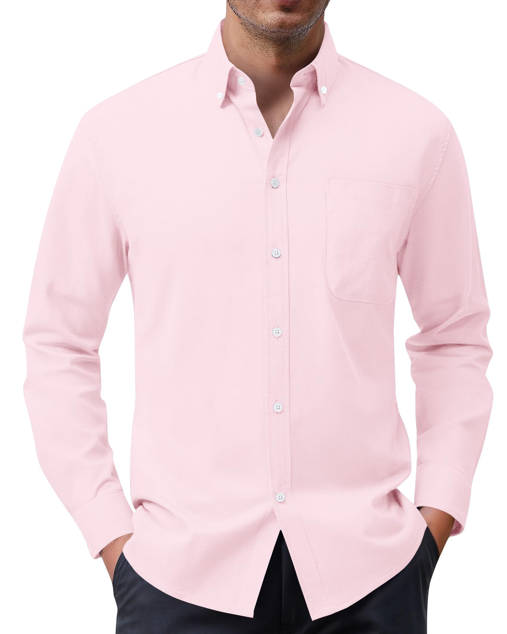 siliteelon Herren Hemd 100% Baumwolle Oxford Hemden Langarm Bügelfrei Freizeit Regular Fit Business Faltenfrei Formales Anzug Hemden mit Tasche